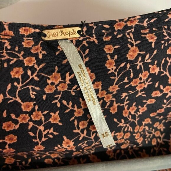 Free People XS Extra Small Clara Black Floral Ditsy Print Mini Tunic Dress Boho - Picture 6 of 8